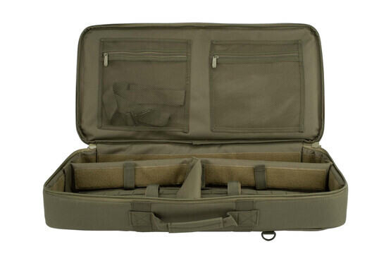 Discreet 26-inch green rifle case by NcSTAR features a fully padded interior with hook and loop fasteners for added protection